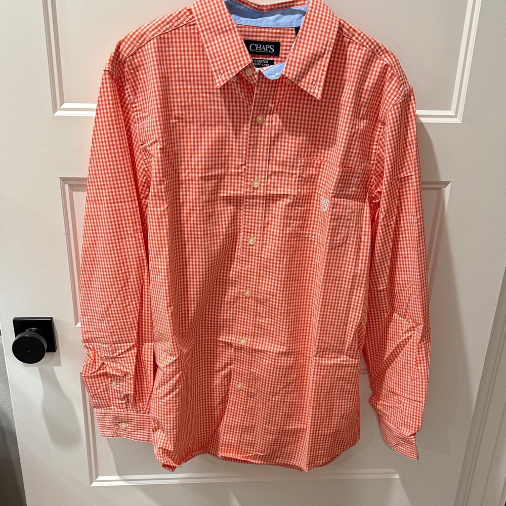 Chaps Men's Vibrant Orange Plaid Shirt